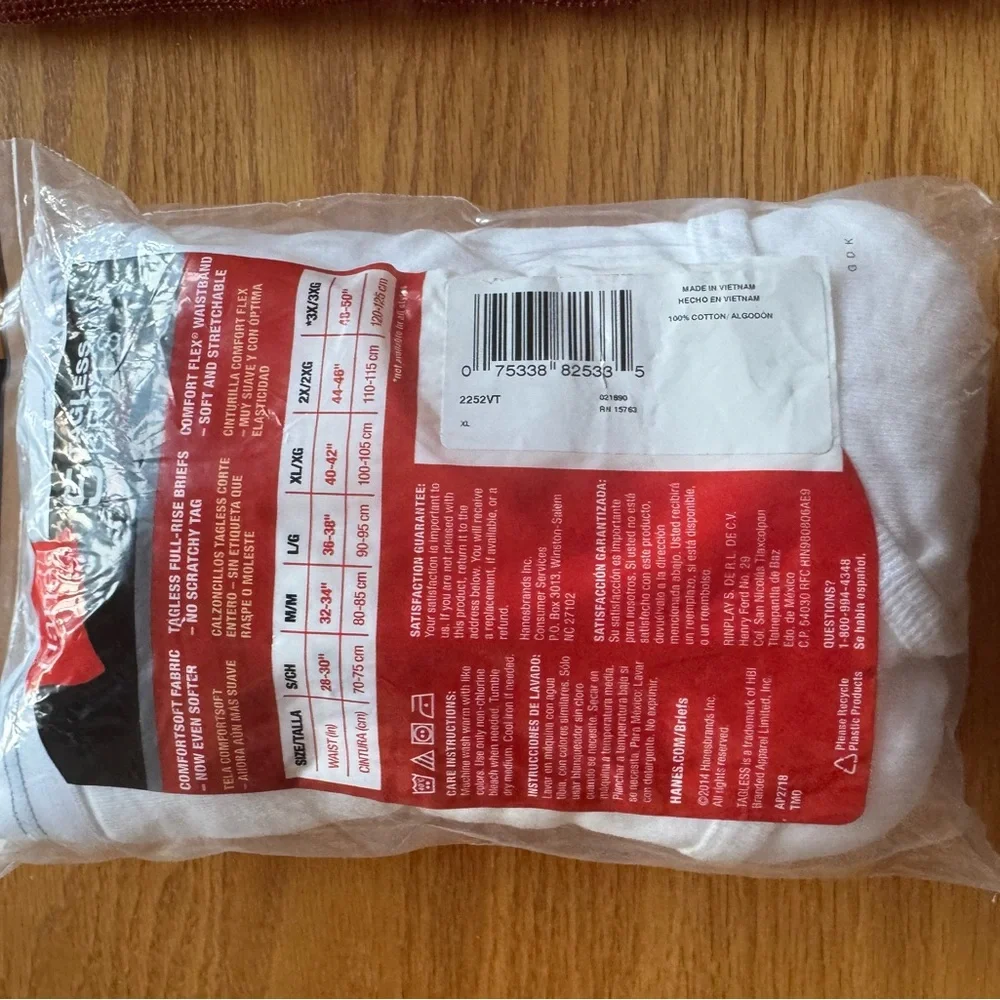 New 5 Pack of Hanes Mens Tagless Briefs Cool Comfort Underwear Size XL XG 40-42